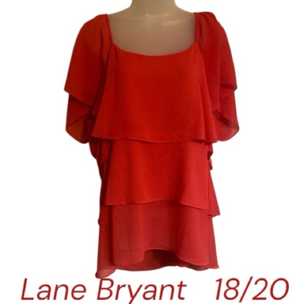 Lane Bryant Orange/Coral Layered  Blouse  PLUS:   18/20      #M